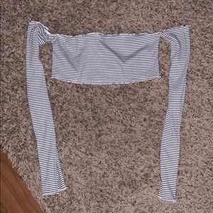 Off the sleeve striped crop top